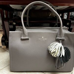 Kate Spade Gray Satchel with Tassel Charm